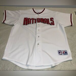 M Washington Nationals Majestic Jersey Mens Xl White Clean Vintage Sewn MLB